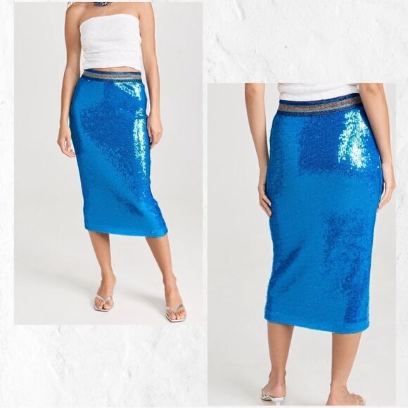 NWT Le Superbe Liza Skirt in Blue Sequin Shine - Picture 2 of 11